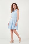 Lela A Kesim Regular Fit Yaka ve Kemer Detaylı Mini Davet ve Mezuniyet Kadın Elbise 6525740 BEBE MAVİ