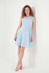 Lela A Kesim Regular Fit Yaka ve Kemer Detaylı Mini Davet ve Mezuniyet Kadın Elbise 6525740 BEBE MAVİ