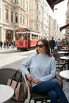 Lela Arkası Uzun Dik Yaka İnce Triko Bayan Kazak 4615002 BEBE MAVİ