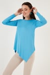 Lela Asimetrik Kesim Bisiklet Yaka Bayan Bluz 5863545 MAVİ