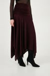 Lela Asimetrik Kesim Drape Detaylı Yırtmaçlı Midi Boy Bayan Etek 6833366 MÜRDÜM