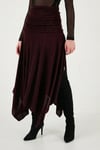 Lela Asimetrik Kesim Drape Detaylı Yırtmaçlı Midi Boy Bayan Etek 6833366 MÜRDÜM