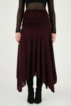 Lela Asimetrik Kesim Drape Detaylı Yırtmaçlı Midi Boy Bayan Etek 6833366 MÜRDÜM