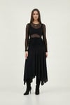 Lela Asimetrik Kesim Drape Detaylı Yırtmaçlı Midi Boy Bayan Etek 6833366 SİYAH