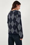 Lela Baklava Desenli Oversize Bisiklet Yaka Yumuşak Dokulu Bayan Kazak 4616262 LACİVERT