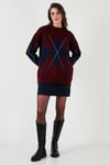 Lela Baklava Desenli Standart Fit Bisiklet Yaka Bayan Kazak 4615574 BORDO