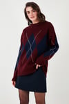 Lela Baklava Desenli Standart Fit Bisiklet Yaka Bayan Kazak 4615574 BORDO