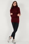 Lela Balıkçı Yaka Örme Uzun Bayan Kazak 4615018 BORDO