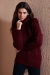 Lela Balıkçı Yaka Örme Uzun Bayan Kazak 4615018 BORDO