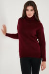Lela Balıkçı Yaka Örme Uzun Bayan Kazak 4615018 BORDO