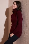 Lela Balıkçı Yaka Örme Uzun Bayan Kazak 4615018 BORDO