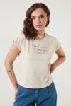 Lela Baskılı Bisiklet Yaka % 100 Pamuk Bayan T Shirt 5864217 TAŞ