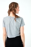 Lela Baskılı Bisiklet Yaka % 100 Pamuk Crop Bayan T Shirt 6001011 GRİ MELANJ