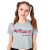 Lela Baskılı Bisiklet Yaka % 100 Pamuk Crop Bayan T Shirt 6001011 GRİ MELANJ