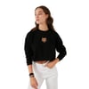 Lela Baskılı Bisiklet Yaka Pamuklu Crop Bayan Sweat 601MS1342 SİYAH