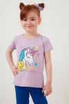 Lela Baskılı Bisiklet Yaka Pamuklu Kız Çocuk T Shirt 6211035 LİLA