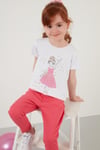 Lela Baskılı Bisiklet Yaka Pamuklu Kız Çocuk T Shirt 6211037 BEYAZ