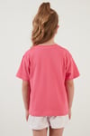 Lela Baskılı Bisiklet Yaka Pamuklu Kız Çocuk T Shirt 6211046 Açık Nar