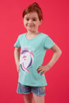 Lela Baskılı Bisiklet Yaka Pamuklu Kız Çocuk T Shirt 6211036 MİNT