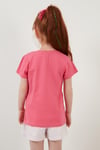 Lela Baskılı Bisiklet Yaka Pamuklu Kız Çocuk T Shirt 6211037 Açık Nar