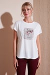 Lela Baskılı Bisiklet Yaka Regular Fit Kadın T Shirt 6671002 EKRU
