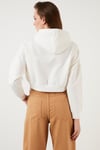Lela Baskılı Kapüşonlu Pamuklu Crop Bayan Sweat 6001041 EKRU