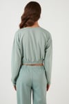 Lela Bisiklet Yaka Beli Lastikli Crop Örme Bayan Sweat 5863822 ÇAĞLA