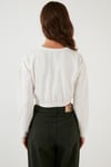 Lela Bisiklet Yaka Beli Lastikli Crop Örme Bayan Sweat 5863822 EKRU