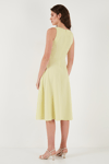 Lela Bisiklet Yaka Regular Fit Cepli Pileli Midi Bayan Elbise 6051963 SARI