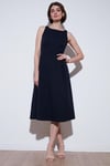 Lela Bisiklet Yaka Regular Fit Cepli Pileli Midi Bayan Elbise 6051963 LACİVERT