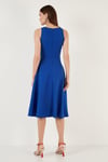 Lela Bisiklet Yaka Regular Fit Cepli Pileli Midi Bayan Elbise 6051963 SAKS