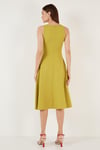 Lela Bisiklet Yaka Regular Fit Cepli Pileli Midi Bayan Elbise 6051963 YAĞYEŞİLİ