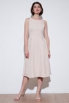 Lela Bisiklet Yaka Regular Fit Cepli Pileli Midi Bayan Elbise 6051963 TAŞ
