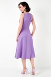 Lela Bisiklet Yaka Regular Fit Cepli Pileli Midi Bayan Elbise 6051963 LİLA