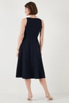 Lela Bisiklet Yaka Regular Fit Cepli Pileli Midi Bayan Elbise 6051963 LACİVERT