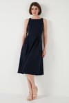 Lela Bisiklet Yaka Regular Fit Cepli Pileli Midi Bayan Elbise 6051963 LACİVERT