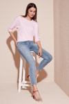Lela Bisiklet Yaka Truvakar Kol Bayan Bluz 5861416Y TOZ PEMBE