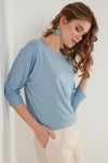 Lela Bisiklet Yaka Truvakar Kol Bayan Bluz 5861416YS5 BEBE MAVİ