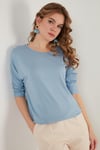 Lela Bisiklet Yaka Truvakar Kol Bayan Bluz 5861416YS5 BEBE MAVİ
