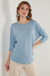 Lela Bisiklet Yaka Truvakar Kol Bayan Bluz 5861416YS5 BEBE MAVİ
