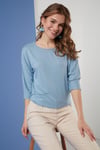 Lela Bisiklet Yaka Truvakar Kol Bayan Bluz 5861416YS5 BEBE MAVİ