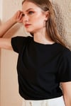 Lela Bisiklet Yaka Yırtmaç Detaylı Kadın Bluz 5863431 SİYAH