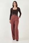 Lela Bol Paça Yüksek Bel Kemerli Kadın Pantolon 6923807 KİREMİT