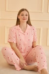 Lela Büyük Beden Desenli Regular Fit Düğmeli Yumuşak Dokulu Kadın Pijama Takımı 65750501 SOMON