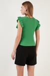 Lela Büzgü Detaylı Kolları Fırfırlı Dar Kesim Crop Bayan Bluz 5865015 BENETTON