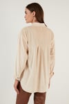 Lela Cepli Oversize Kadife Bayan Gömlek 42190504 KREM