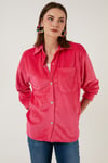 Lela Cepli Oversize Kadife Bayan Gömlek 42190504 FUŞYA