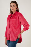 Lela Cepli Oversize Kadife Bayan Gömlek 42190504 FUŞYA