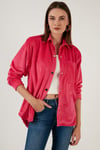 Lela Cepli Oversize Kadife Bayan Gömlek 42190504 FUŞYA