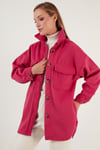 Lela Cepli Oversize Kışlık Bayan Gömlek Ceket 42190456 FUŞYA